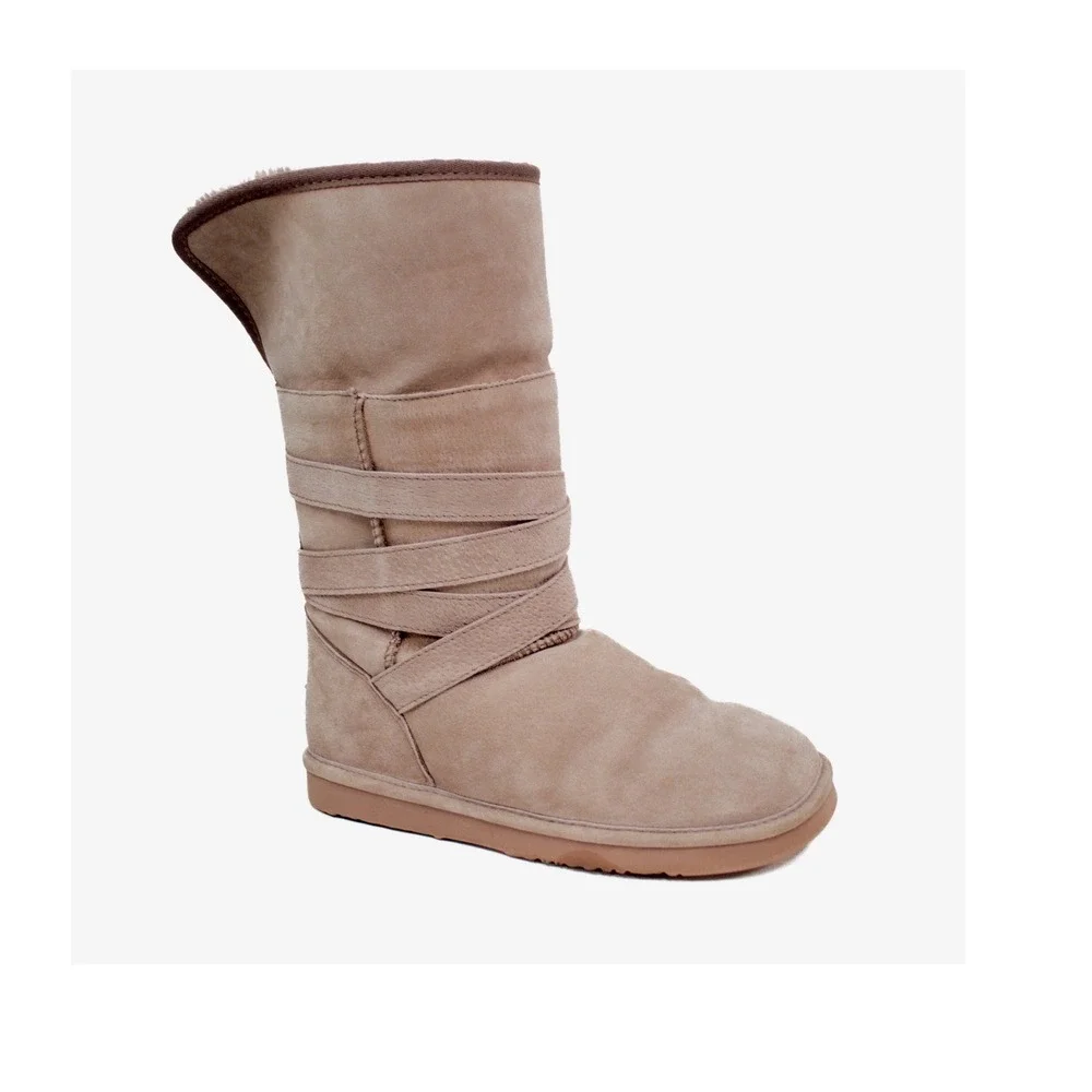 LAMO Leather Suede Boots Fuzzy Lined Distressed Look Women's Size 8